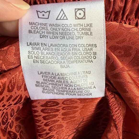 Wrangler Retro Shine Smoked Bodice Dress - orange - rust - silky - midi - size S - Picture 14 of 14